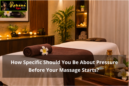 Spa Ajman massage room with a comfortable massage table and relaxing atmosphere at Rehana Spa